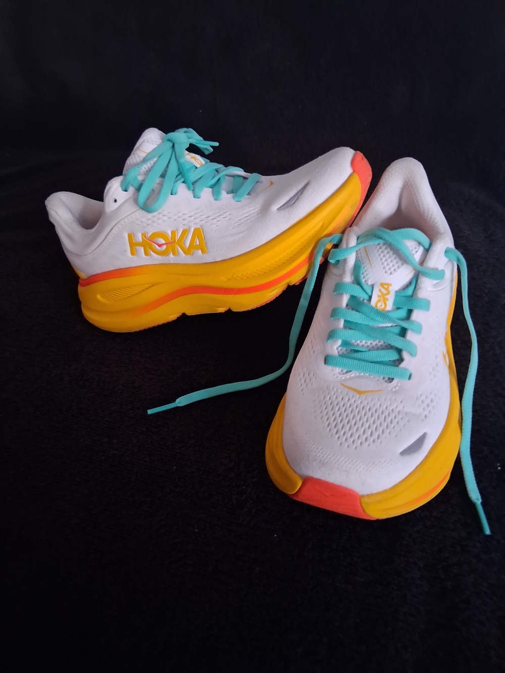 HOKA Bondi 7 Women's Running Shoes White & Yellow US 5.5 B
